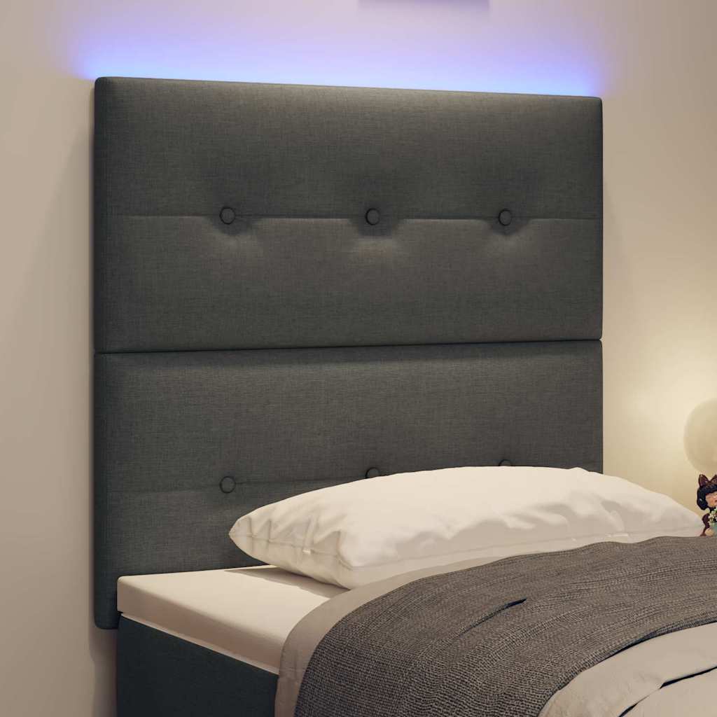 LED glava kreveta s LED trakama Tamno siva 80 cm tkanina