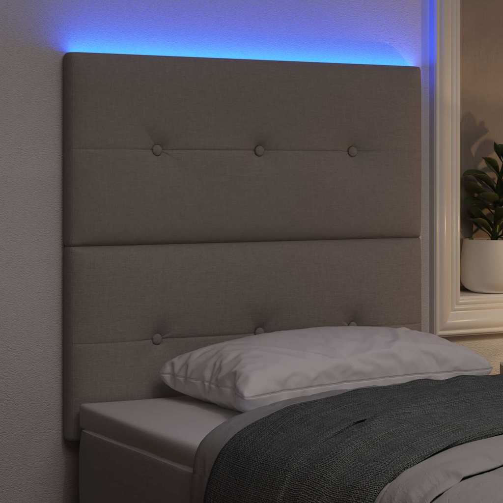 LED glava kreveta s LED trakama Sivo-smeđa 80 cm tkanina