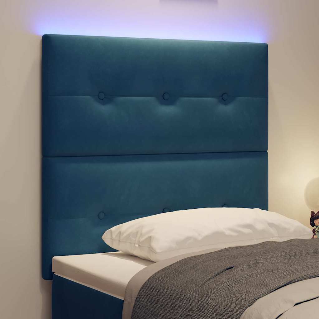 LED glava kreveta s LED trakama Plava 80 cm Baršun