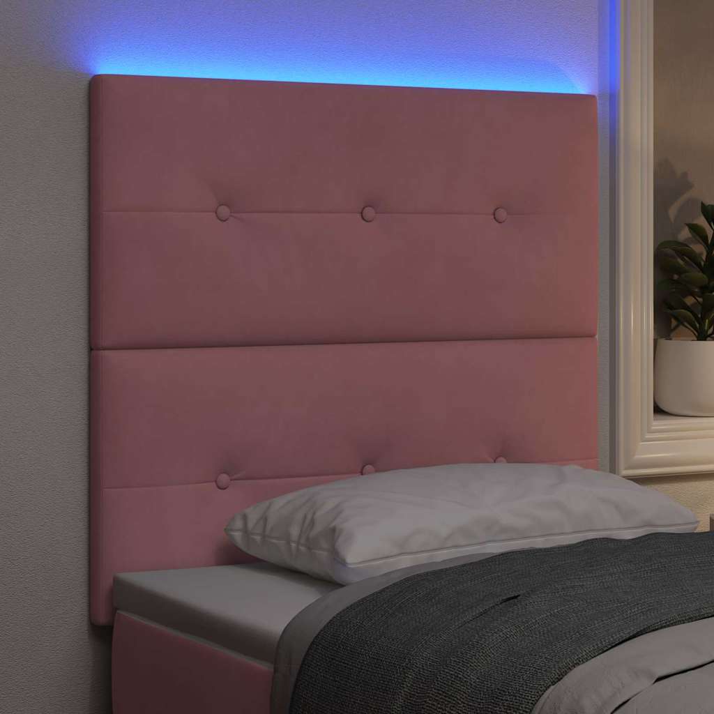 LED glava kreveta s LED trakama Ružičasta 80 cm Baršun