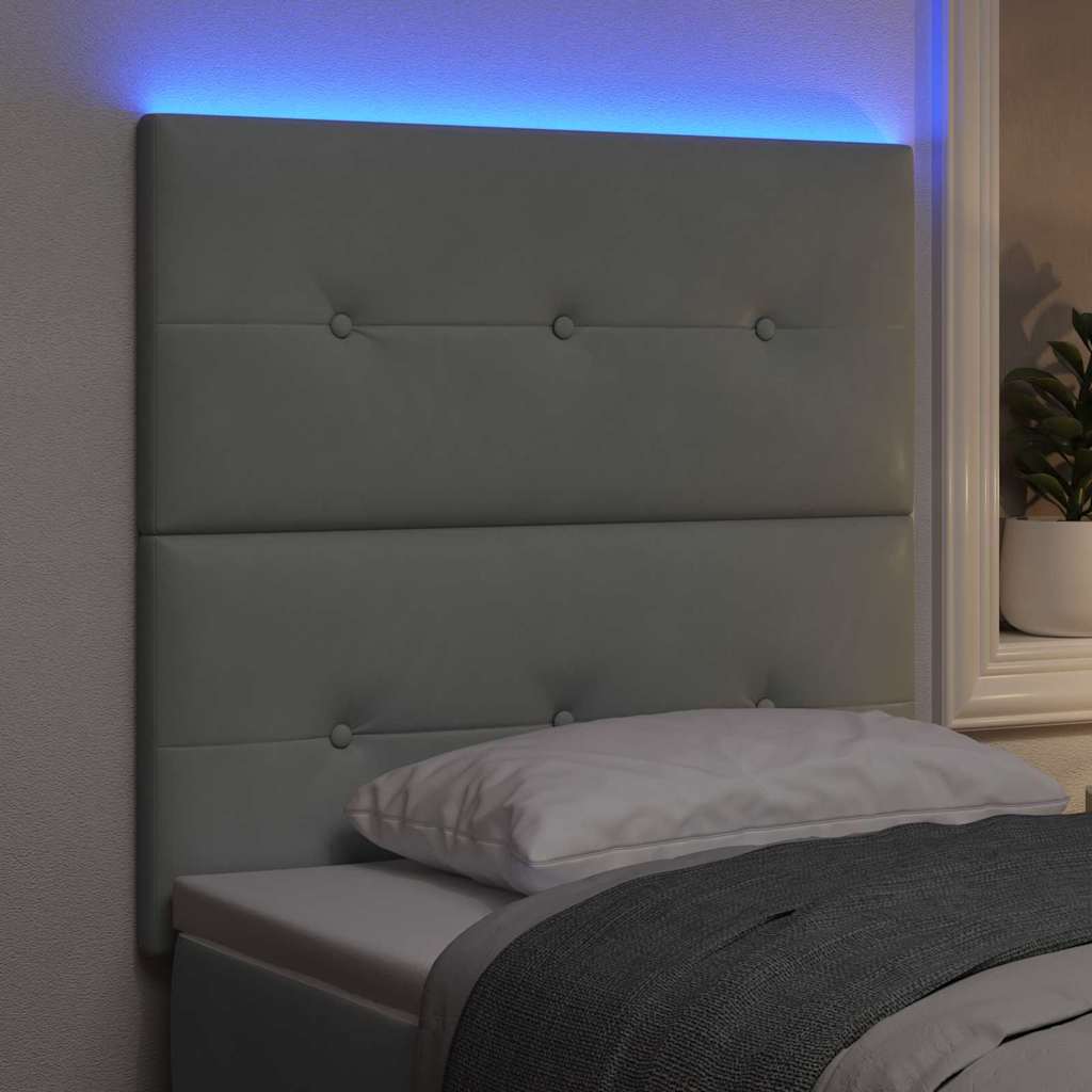 LED glava kreveta s LED trakama Svijetlo siva 90 cm Baršun