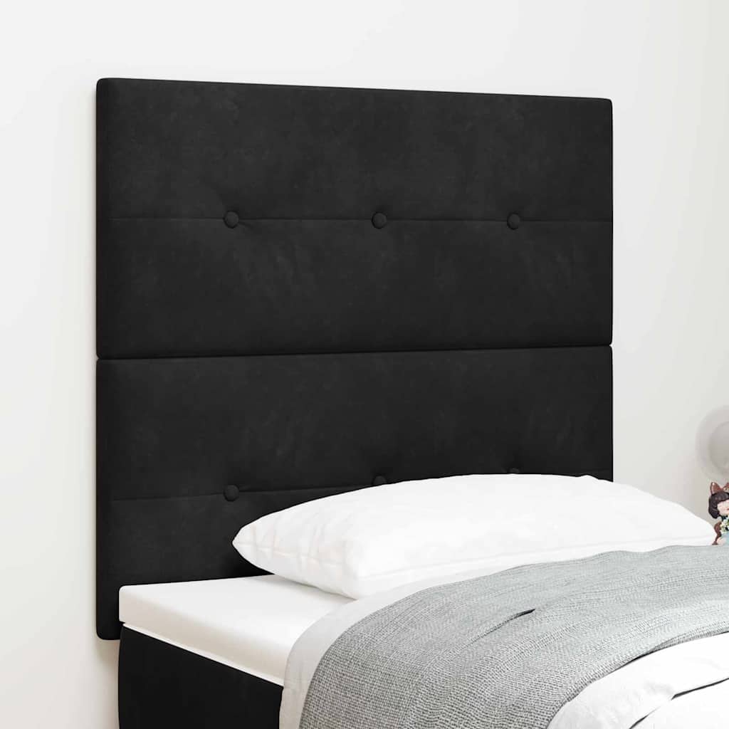 LED glava kreveta s LED trakama Crna 90 cm Baršun