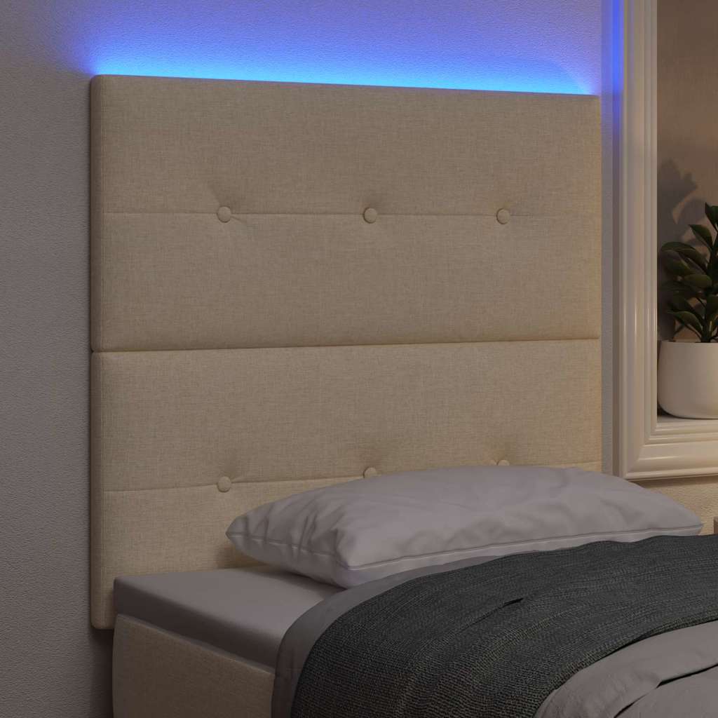 LED glava kreveta s LED trakama Krema 100 cm tkanina