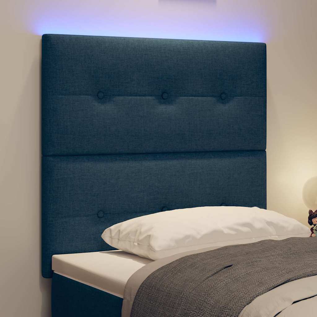 LED glava kreveta s LED trakama Plava 100 cm tkanina
