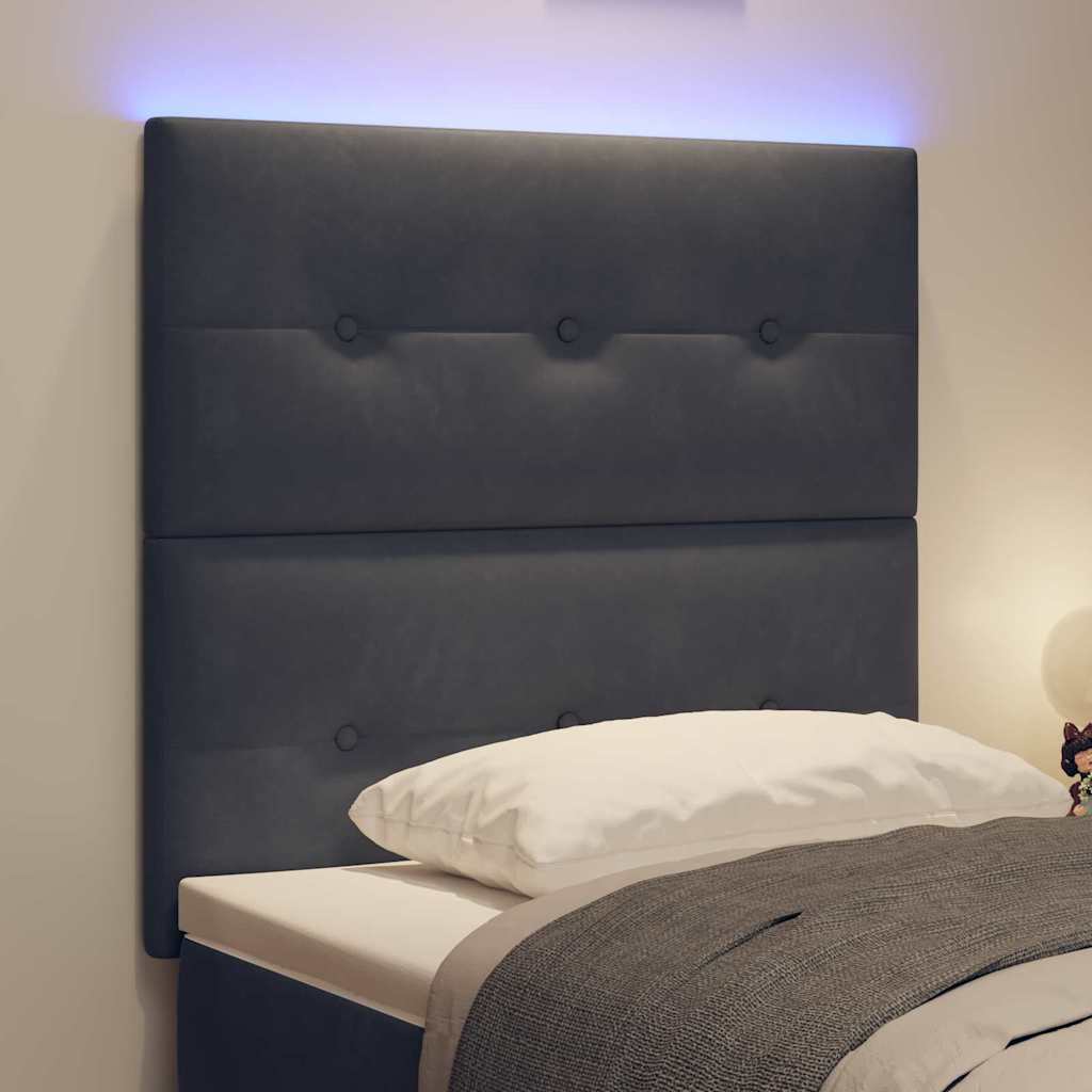 LED glava kreveta s LED trakama Sivi 100 cm Baršun