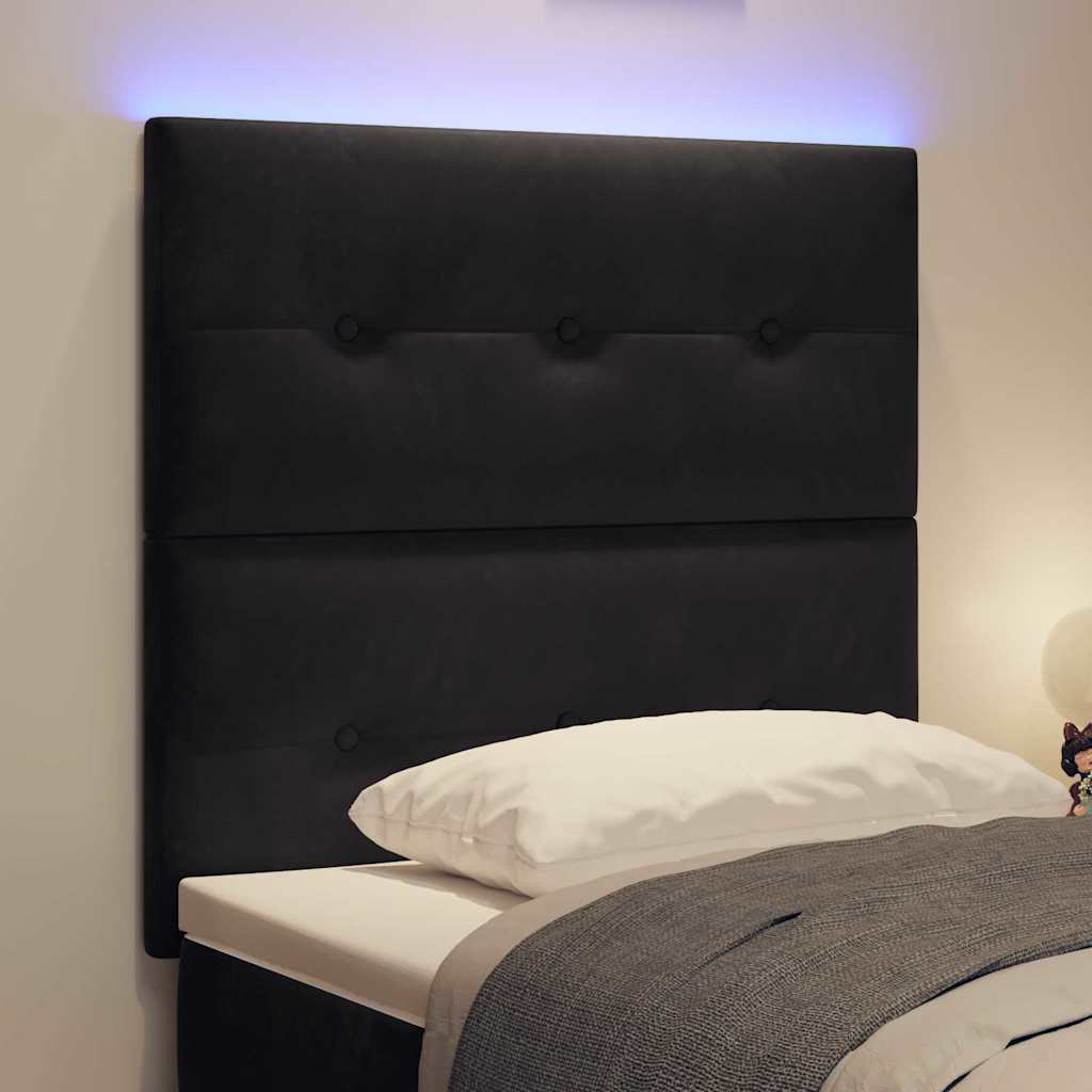 LED glava kreveta s LED trakama Crna 100 cm Baršun