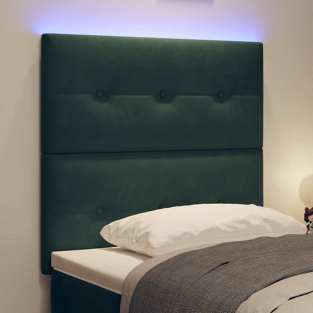 LED glava kreveta s LED trakama Zelena 100 cm Baršun