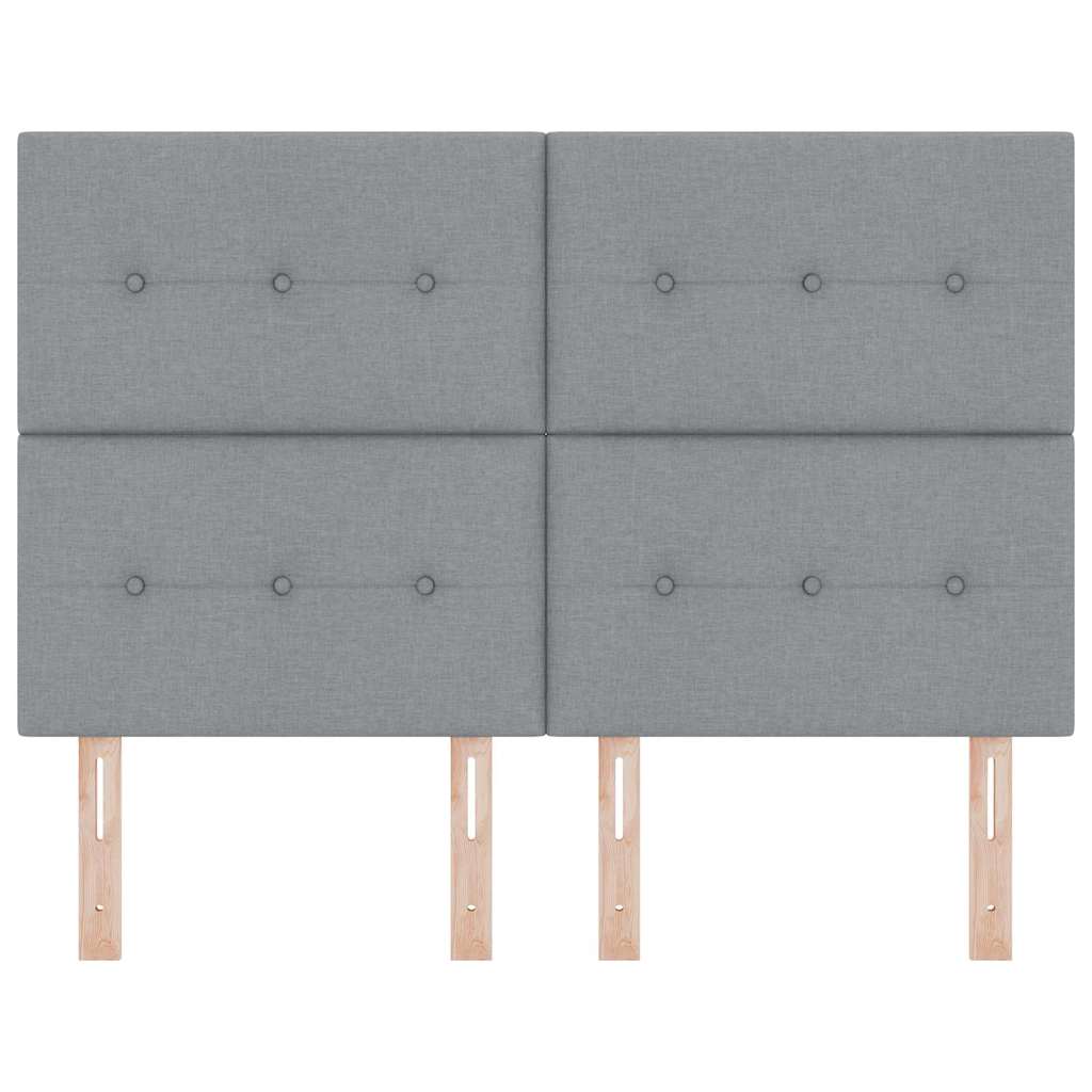 LED glava kreveta s LED trakama Svijetlo siva 144 cm tkanina