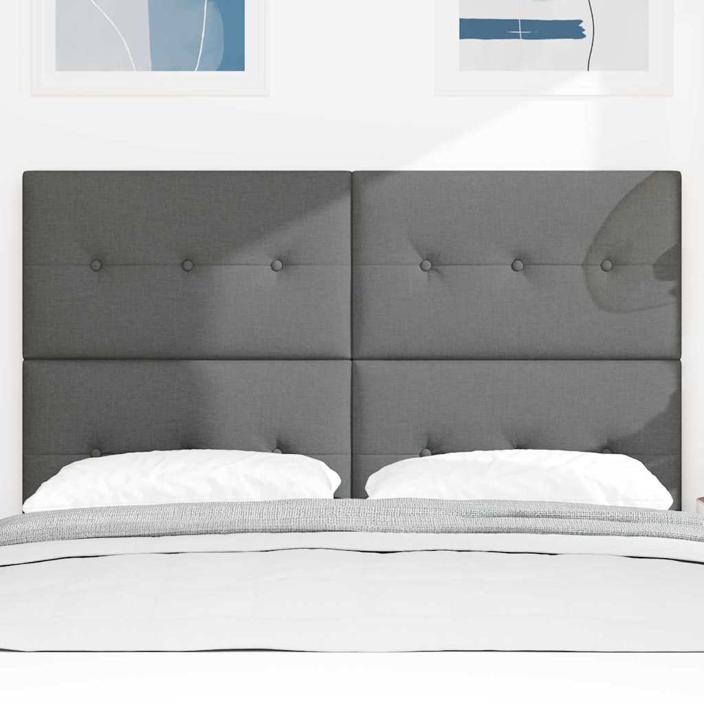 LED glava kreveta s LED trakama Tamno siva 144 cm tkanina