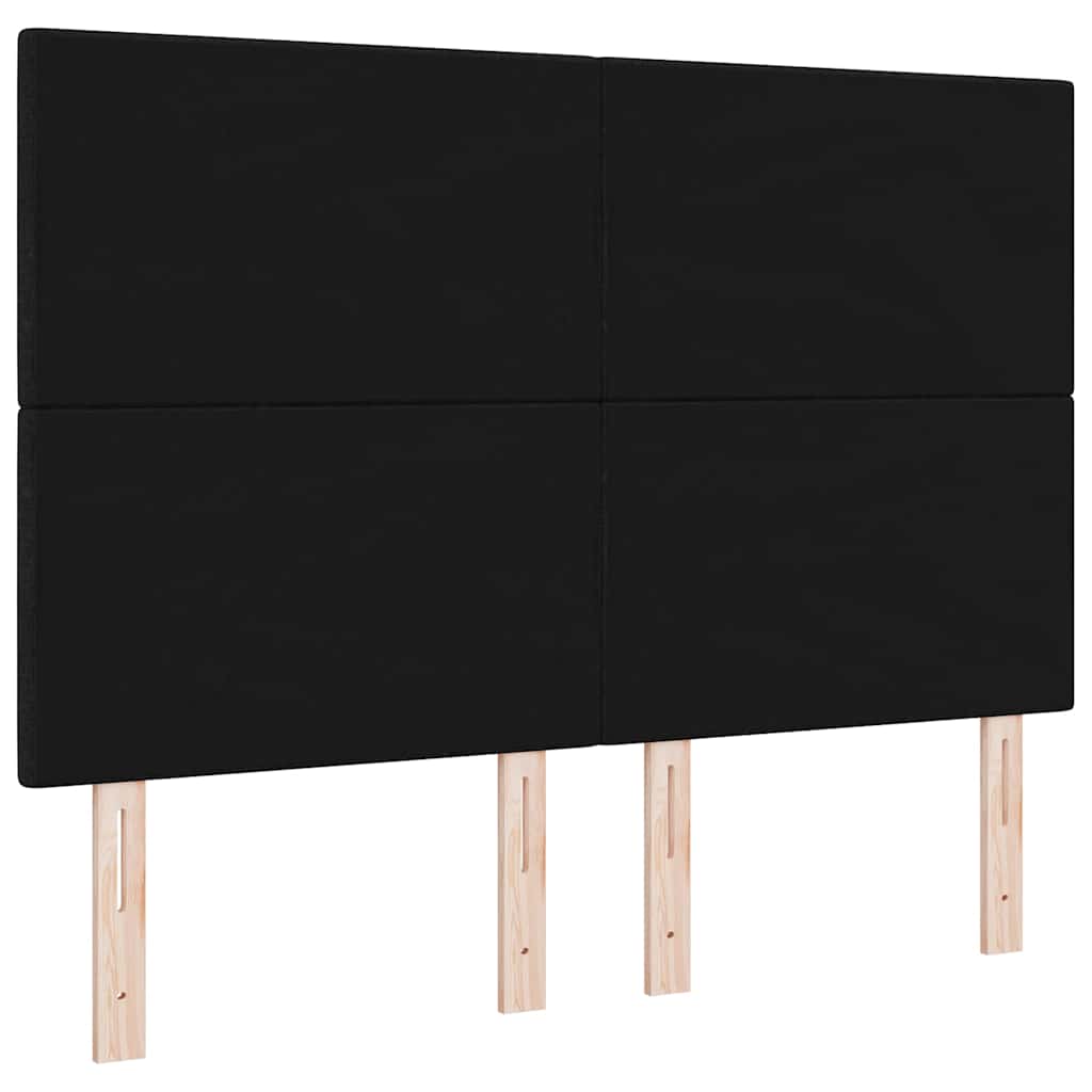 LED glava kreveta s LED trakama Crna 144 cm tkanina