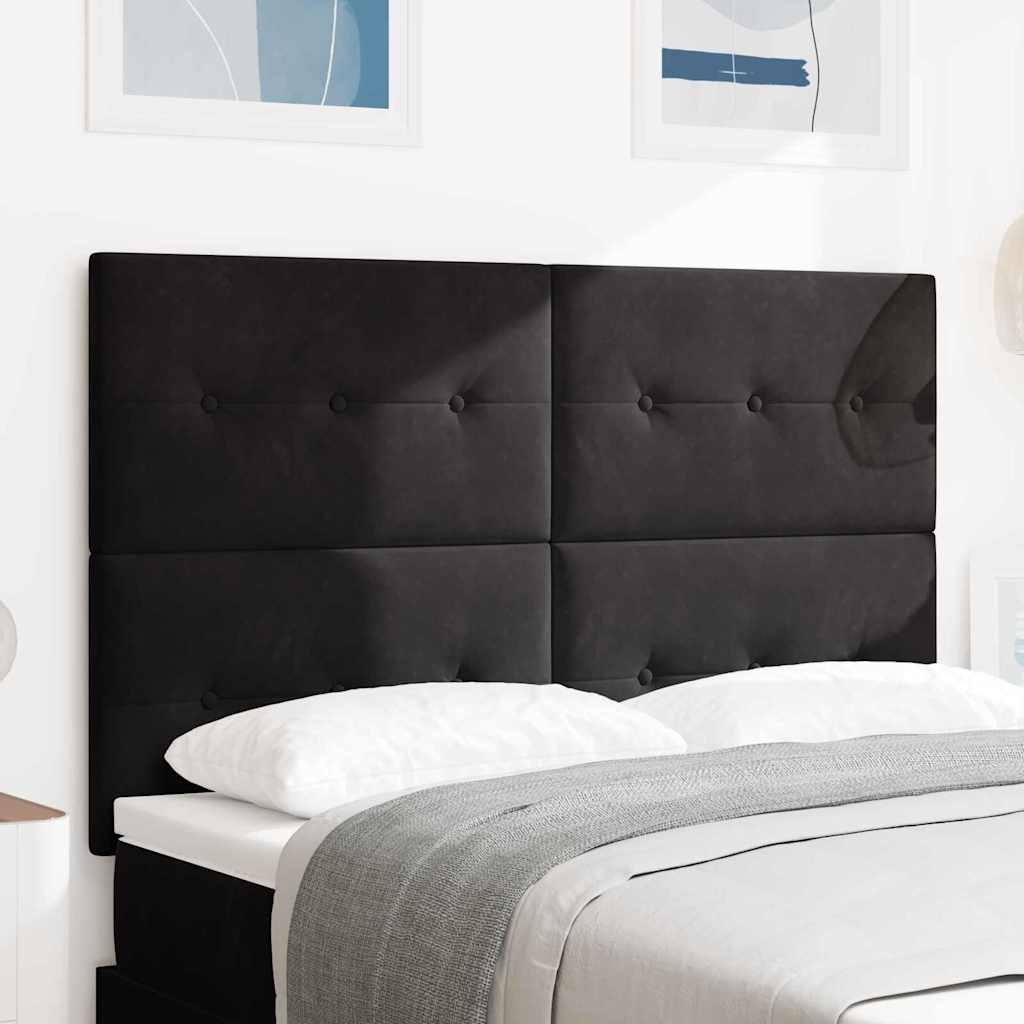 LED glava kreveta s LED trakama Crna 144 cm Baršun