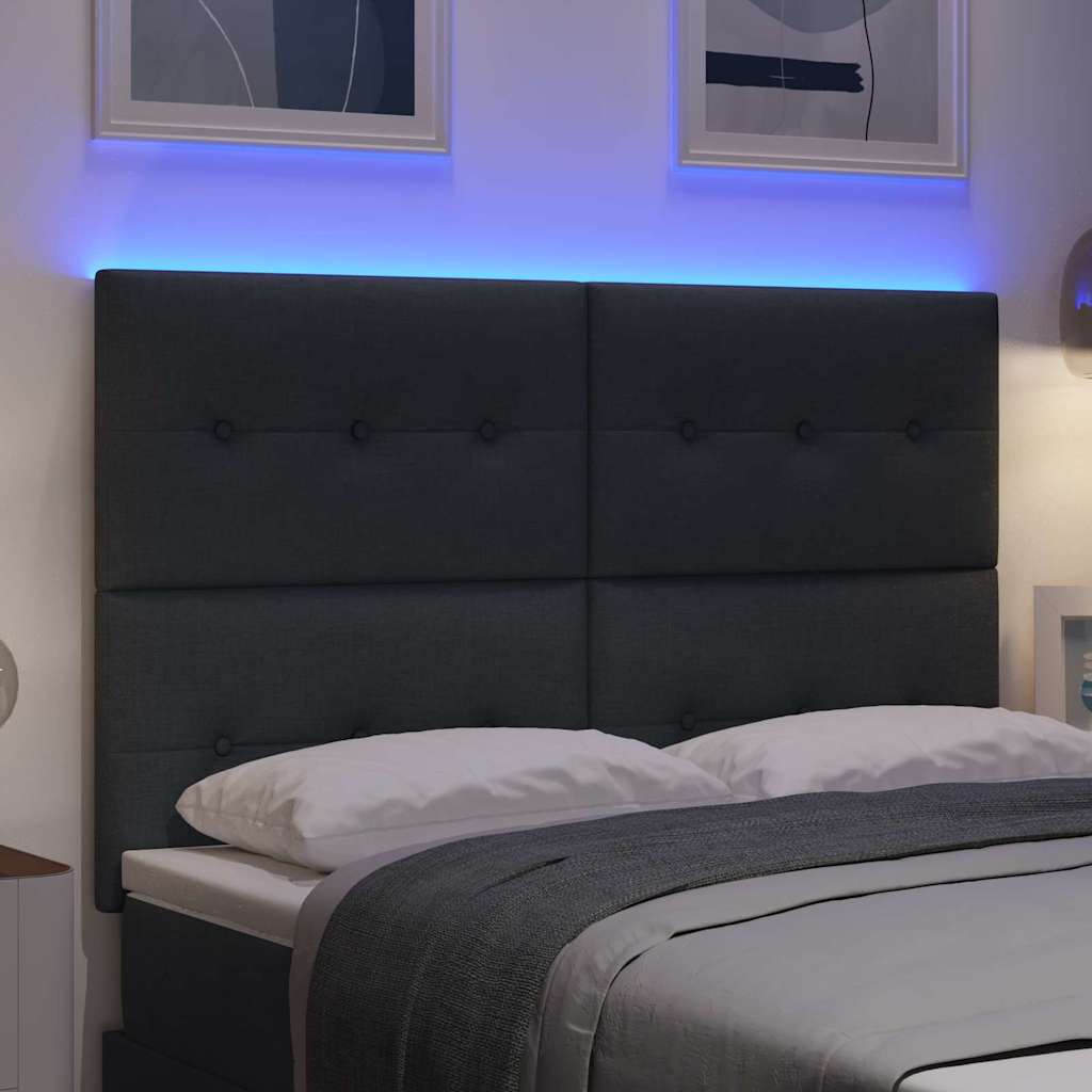 LED glava kreveta s LED trakama Tamno siva 160 cm tkanina