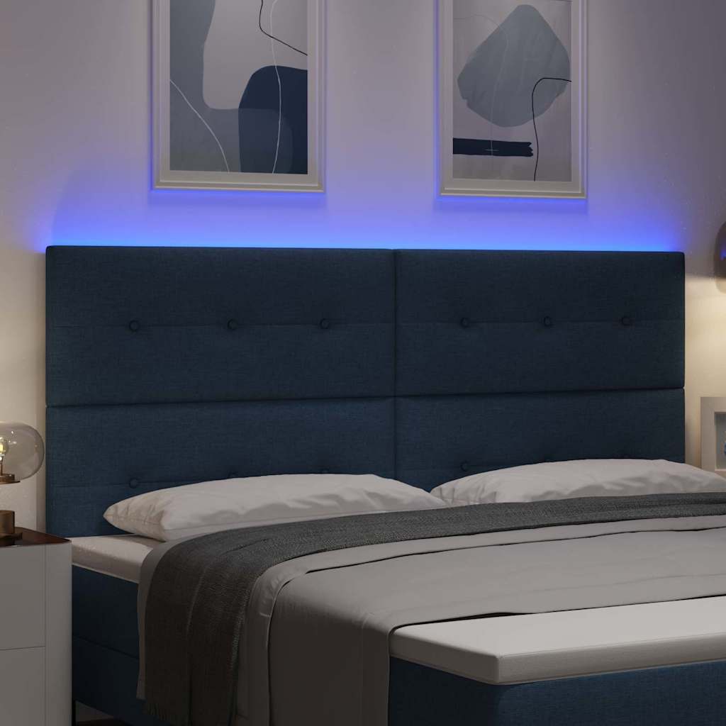 LED glava kreveta s LED trakama Plava 200 cm tkanina