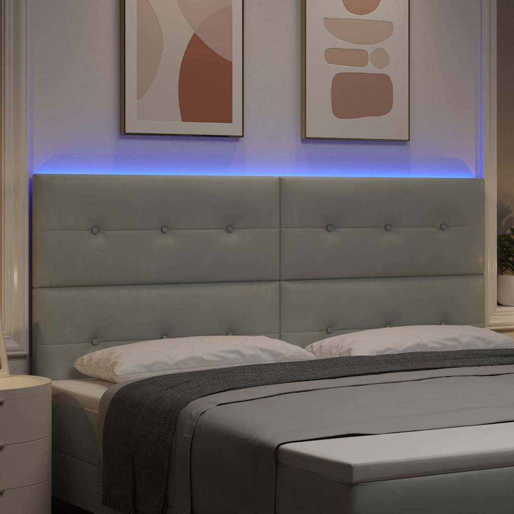 LED glava kreveta s LED trakama Svijetlo siva 200 cm Baršun