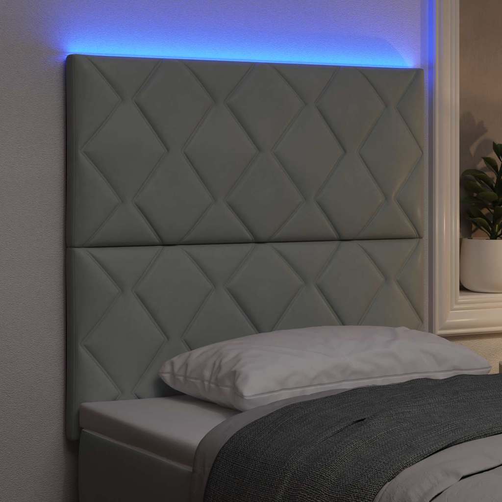 LED glava kreveta Svijetlo siva 90 cm Baršun