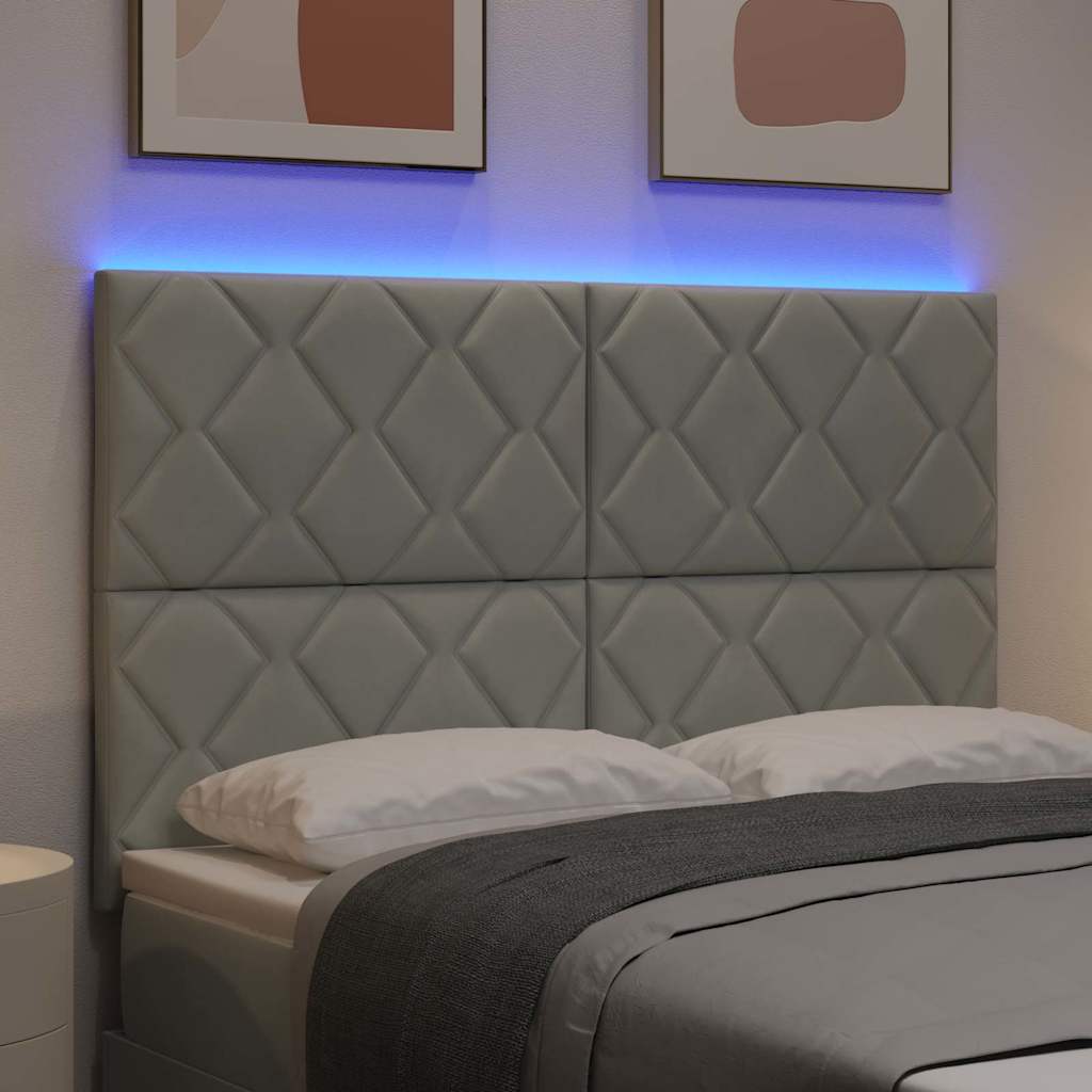 LED glava kreveta Svijetlo siva 144 cm Baršun