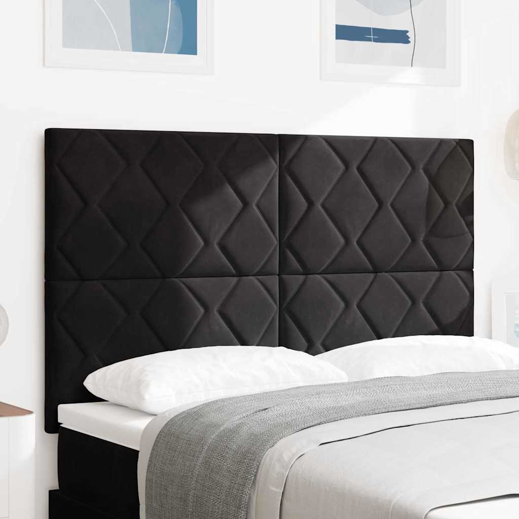 LED glava kreveta Crna 144 cm Baršun