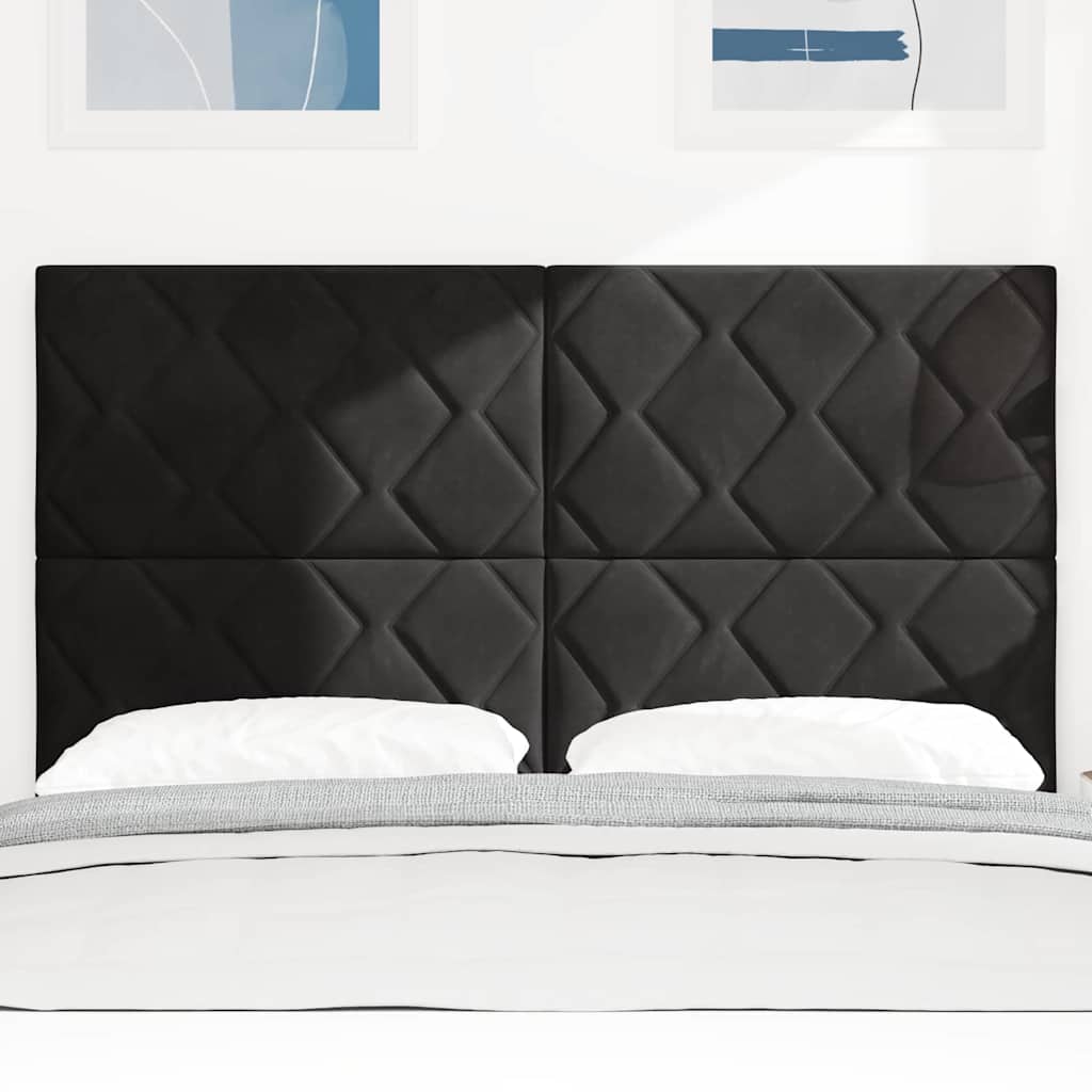LED glava kreveta Crna 144 cm Baršun