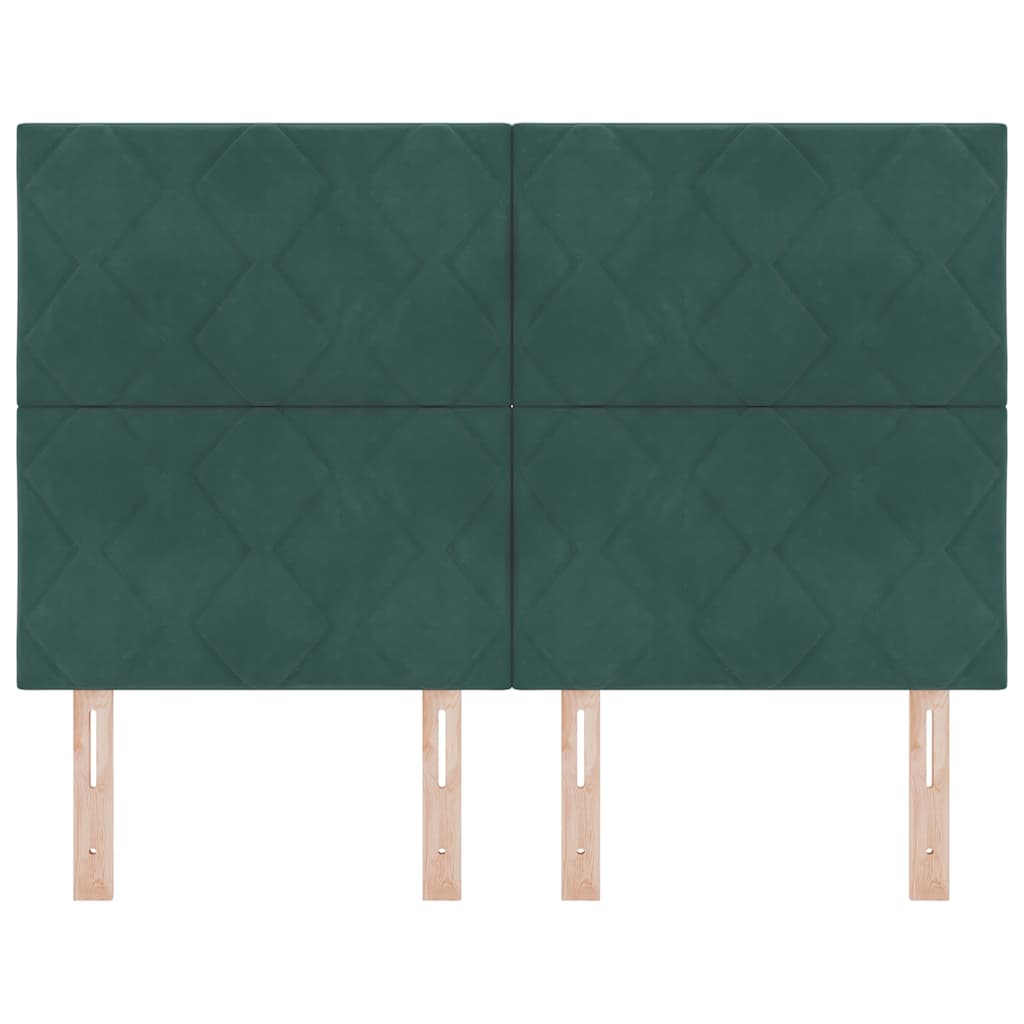 LED glava kreveta Tamnozelena 144 cm Baršun