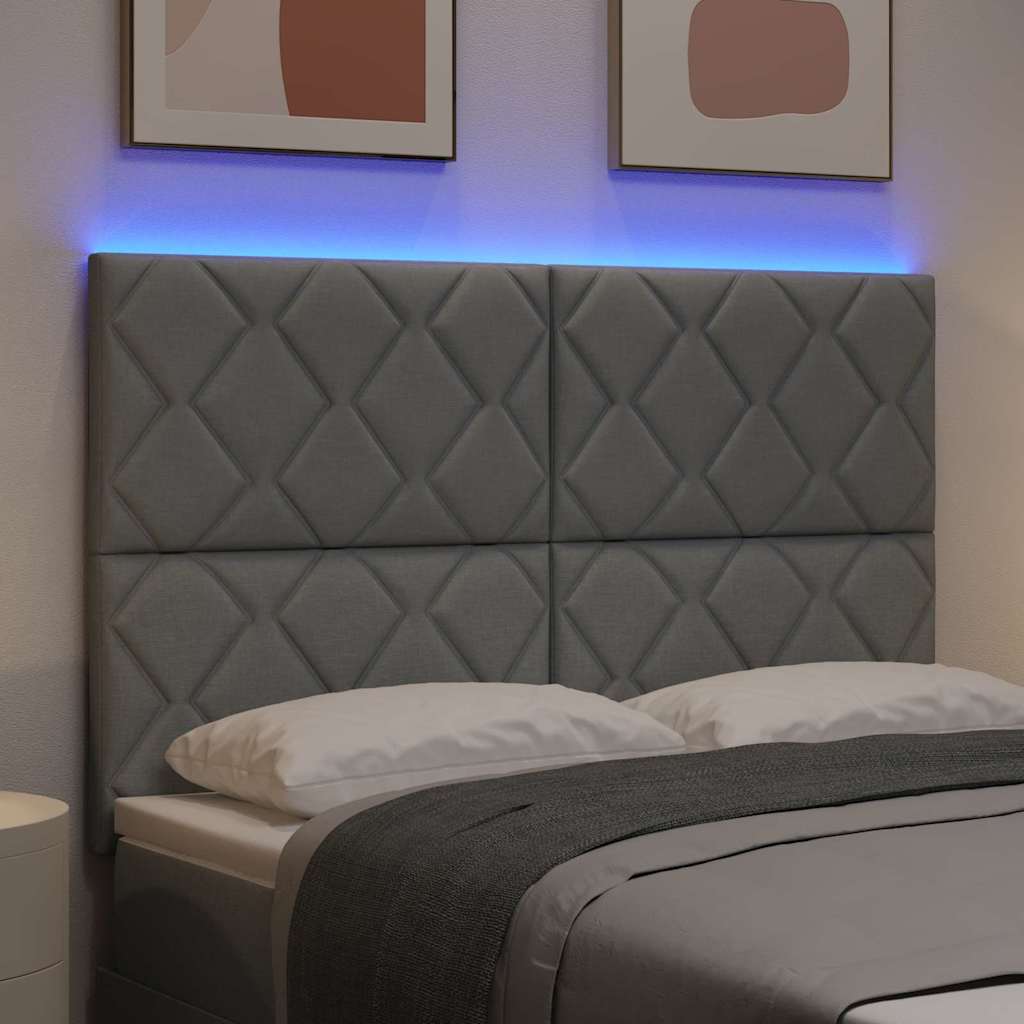 LED glava kreveta Svijetlo siva 160 cm tkanina