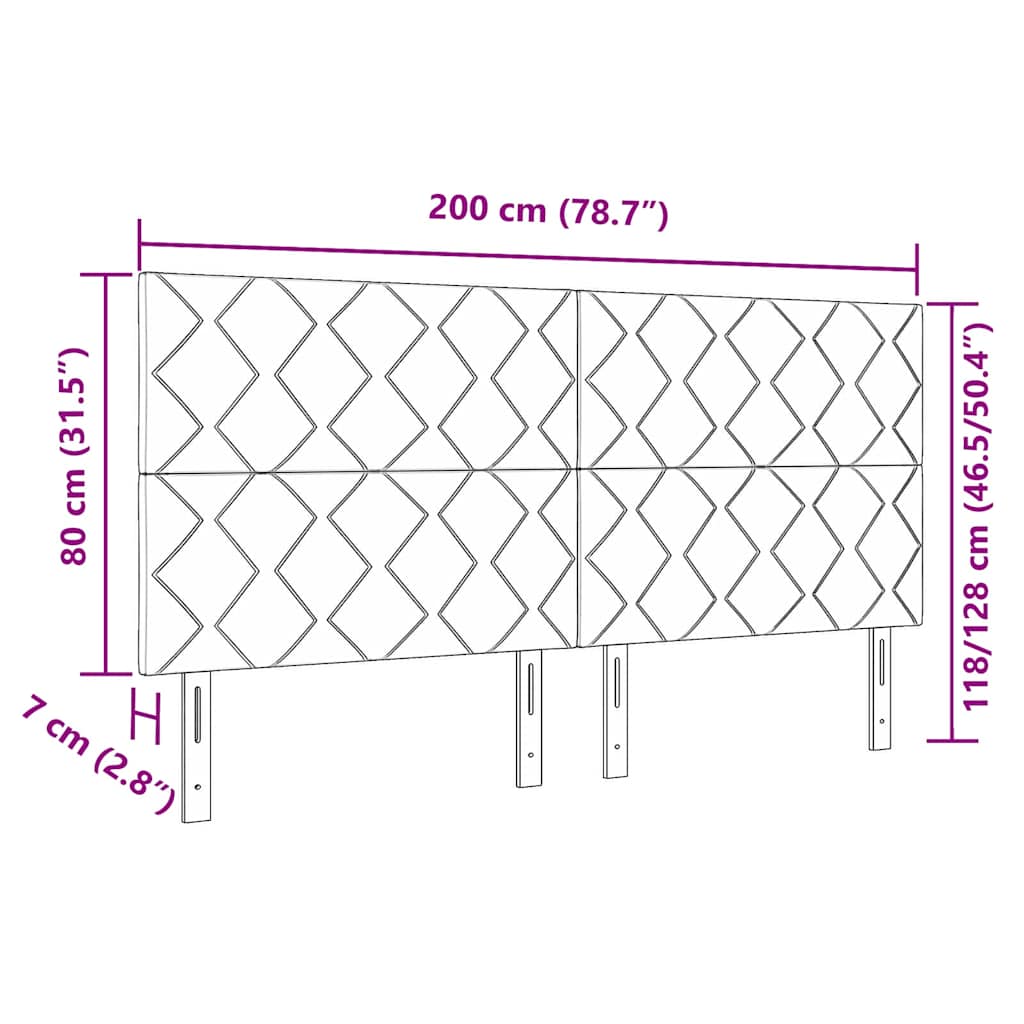 LED glava kreveta Svijetlo siva 200 cm tkanina