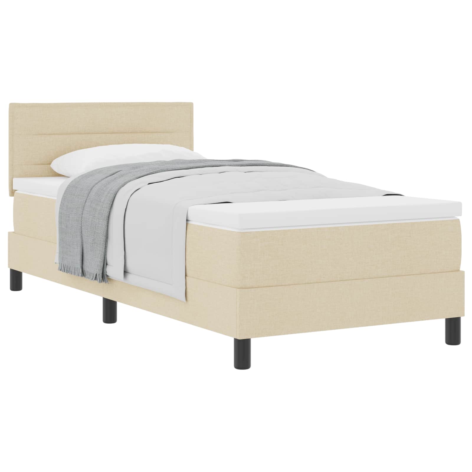 Krevet s opruga kutije s uzglavljem Krema 90 x 200 cm tkanina