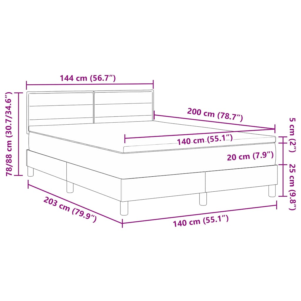 Krevet s opruga kutije s uzglavljem Krema 140 x 200 cm tkanina