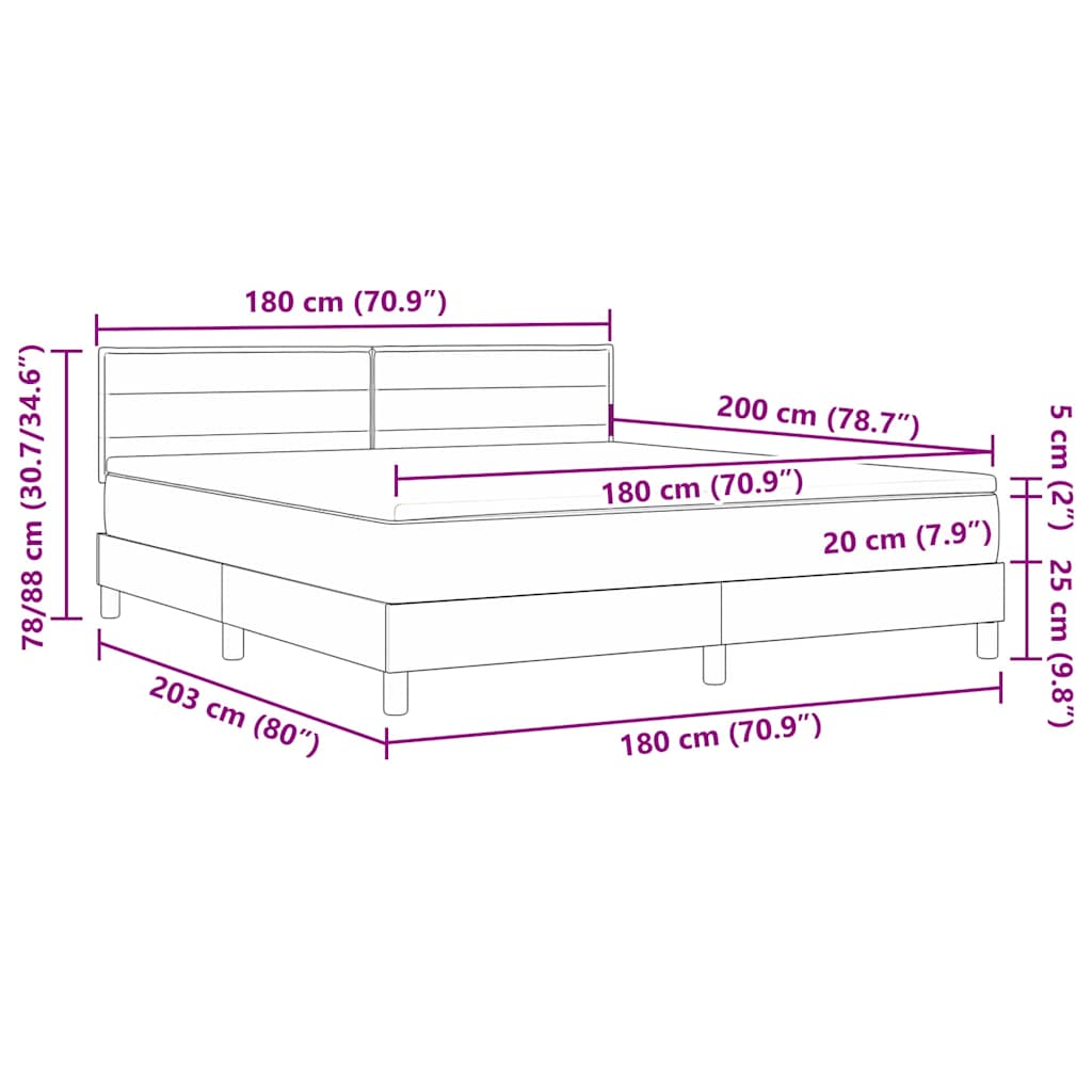 Krevet s opruga kutije Svijetlo siva 180 x 200 cm tkanina