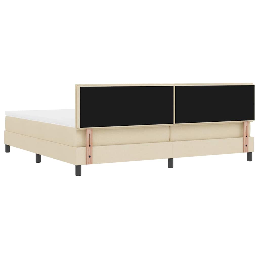 Krevet s opruga kutije s uzglavljem Krema 200 x 200 cm tkanina