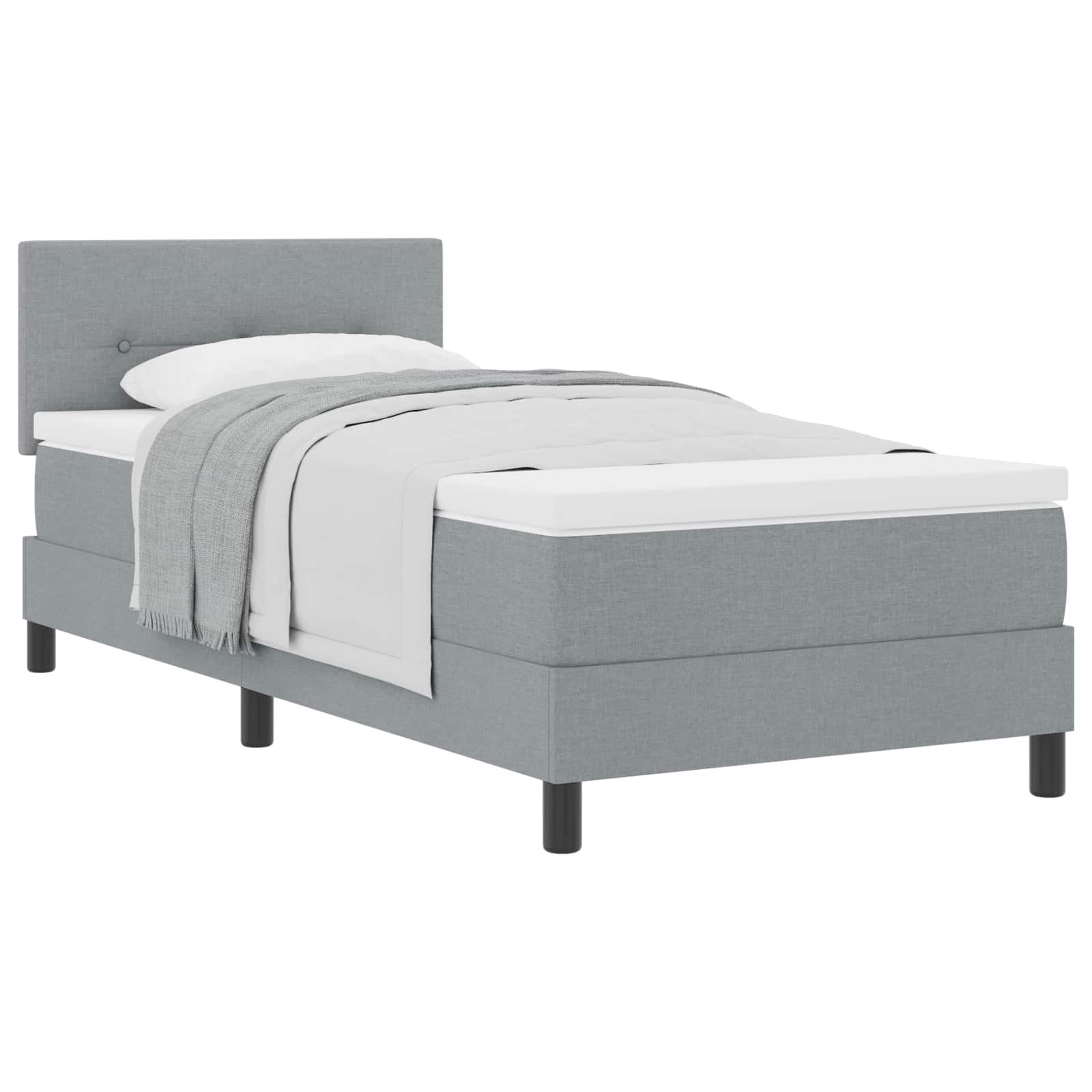 Krevet s opruga kutije Svijetlo siva 90 x 190 cm tkanina