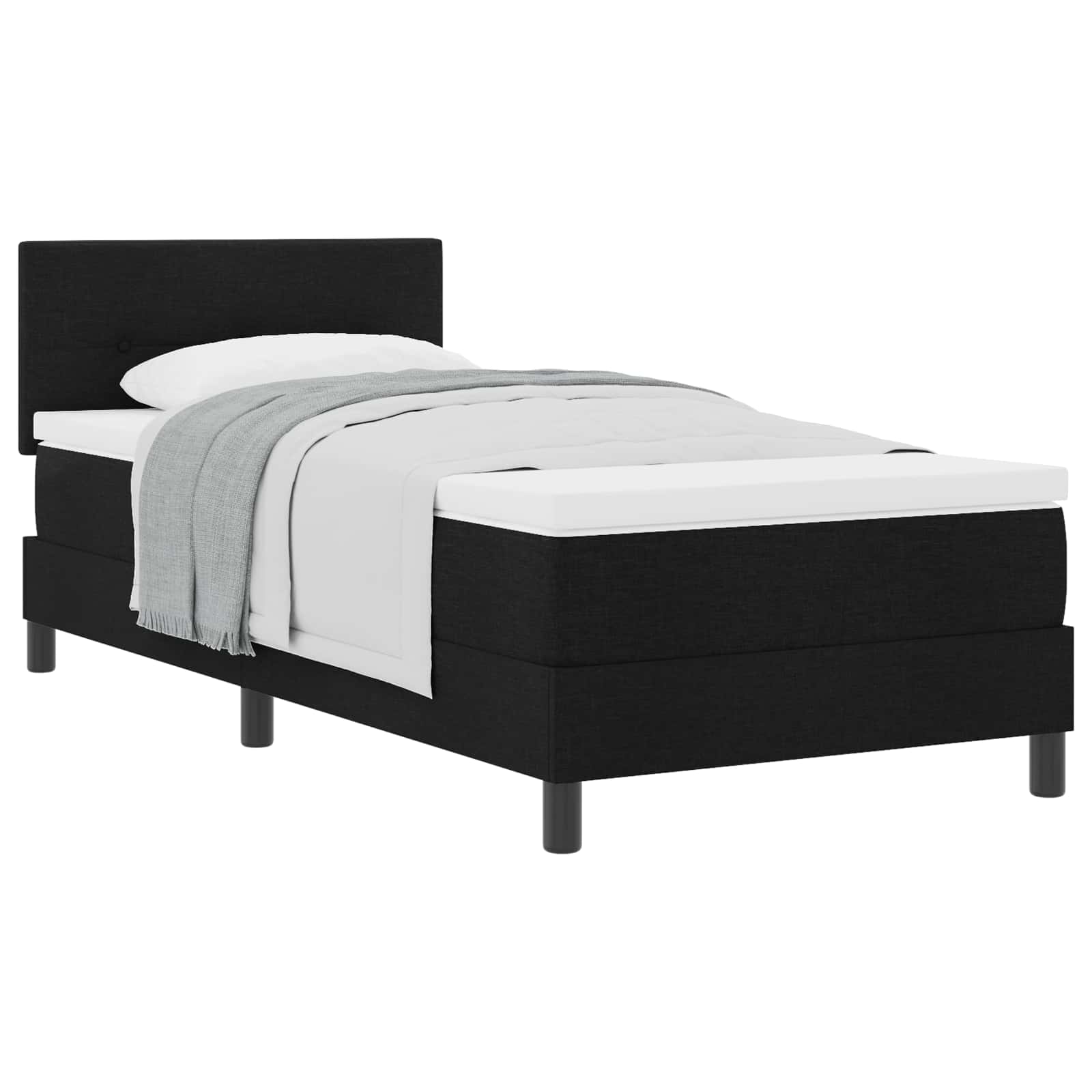 Krevet s opruga kutije s uzglavljem Crna 90 x 200 cm tkanina