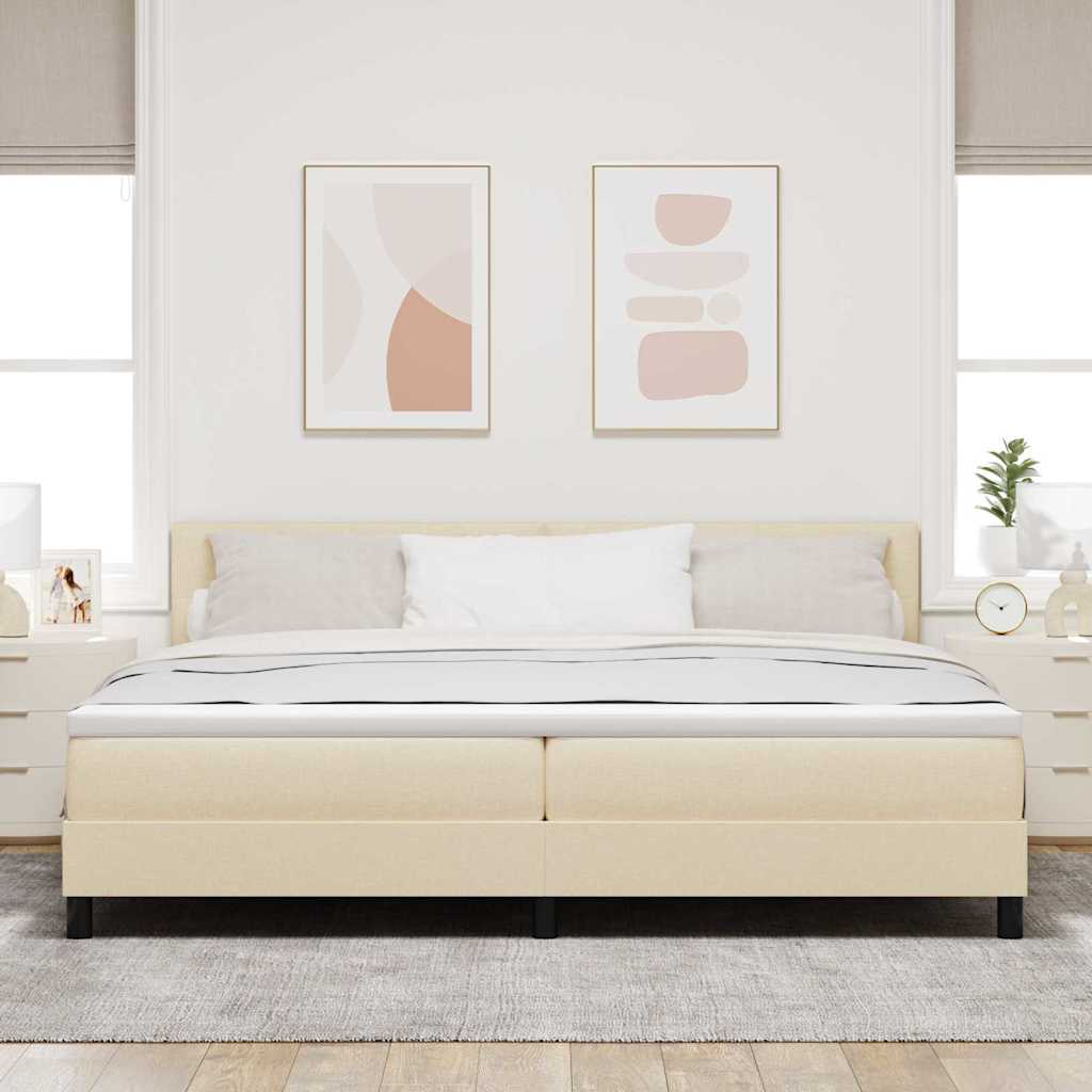 Krevet s opruga kutije s uzglavljem Krema 200 x 200 cm tkanina