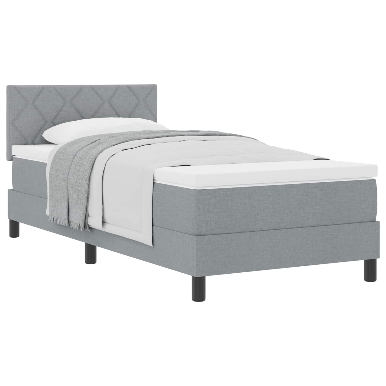 Krevet s opruga kutije Svijetlo siva 90 x 190 cm tkanina