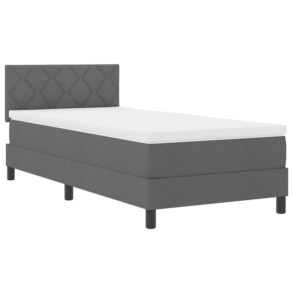 Krevet s opruga kutije Tamno siva 90 x 200 cm tkanina