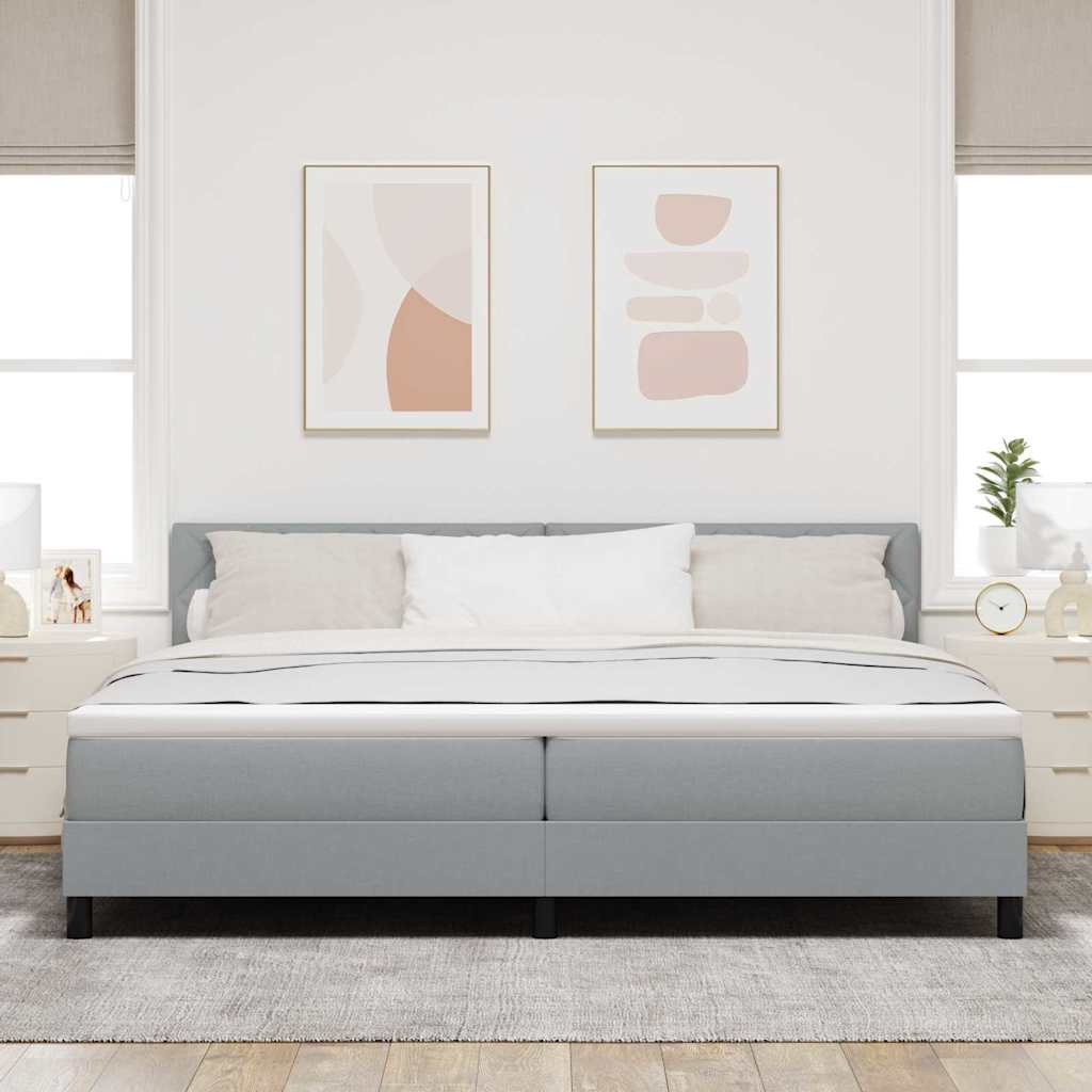 Krevet s opruga kutije Svijetlo siva 200 x 200 cm tkanina