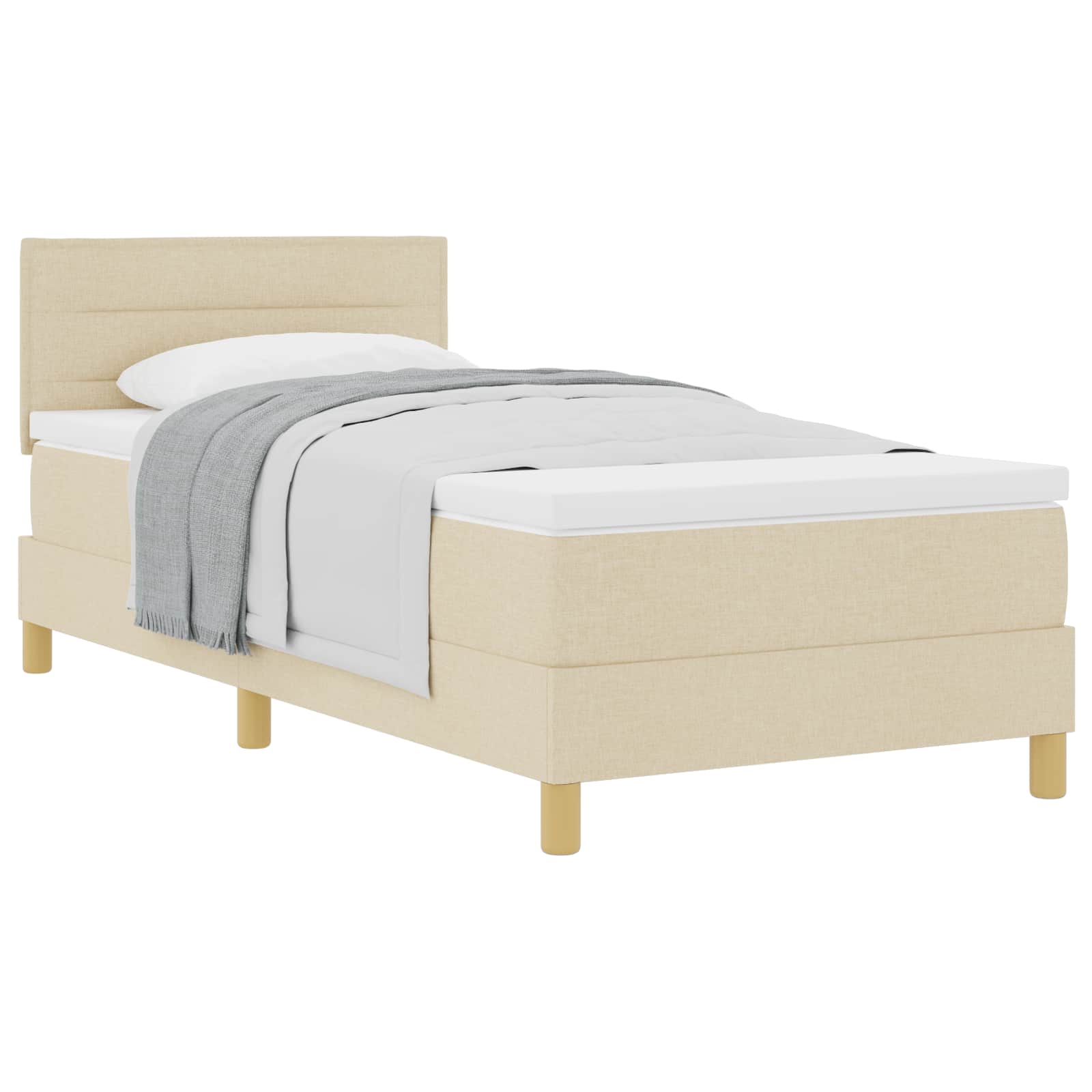 Krevet s opruga kutije s jastukom Krema 90 x 190 cm tkanina