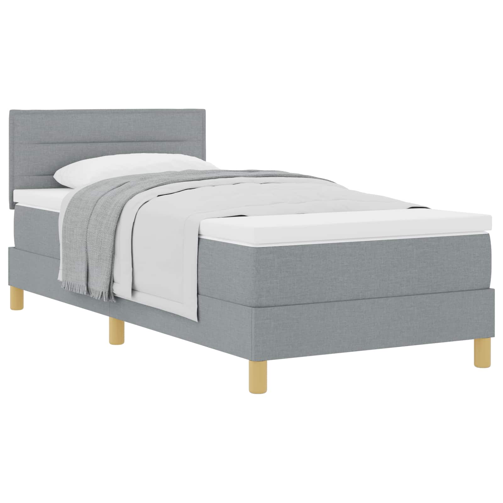 Krevet s opruga kutije Svijetlo siva 90 x 200 cm tkanina