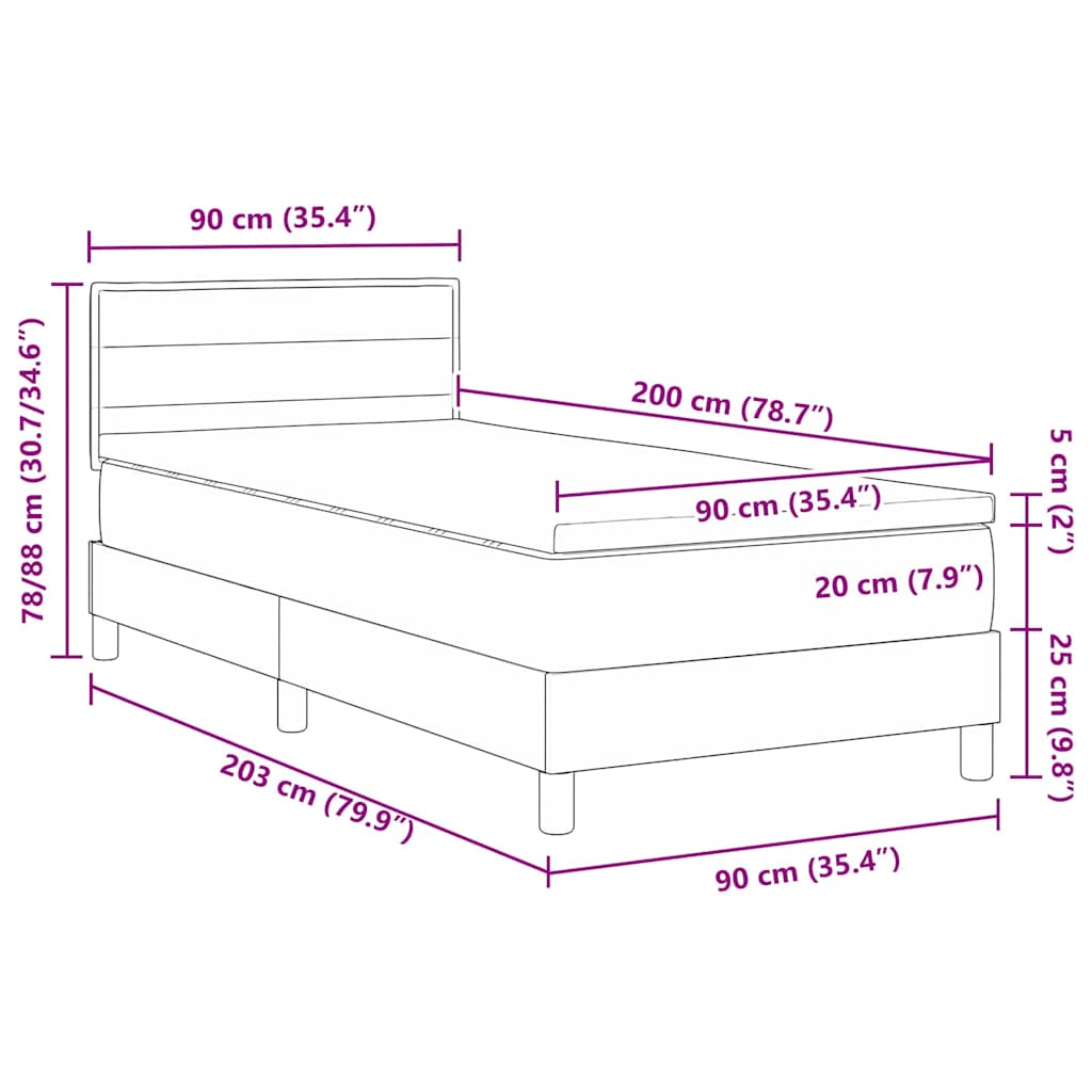 Krevet s opruga kutije s jastukom Plava 90 x 200 cm tkanina