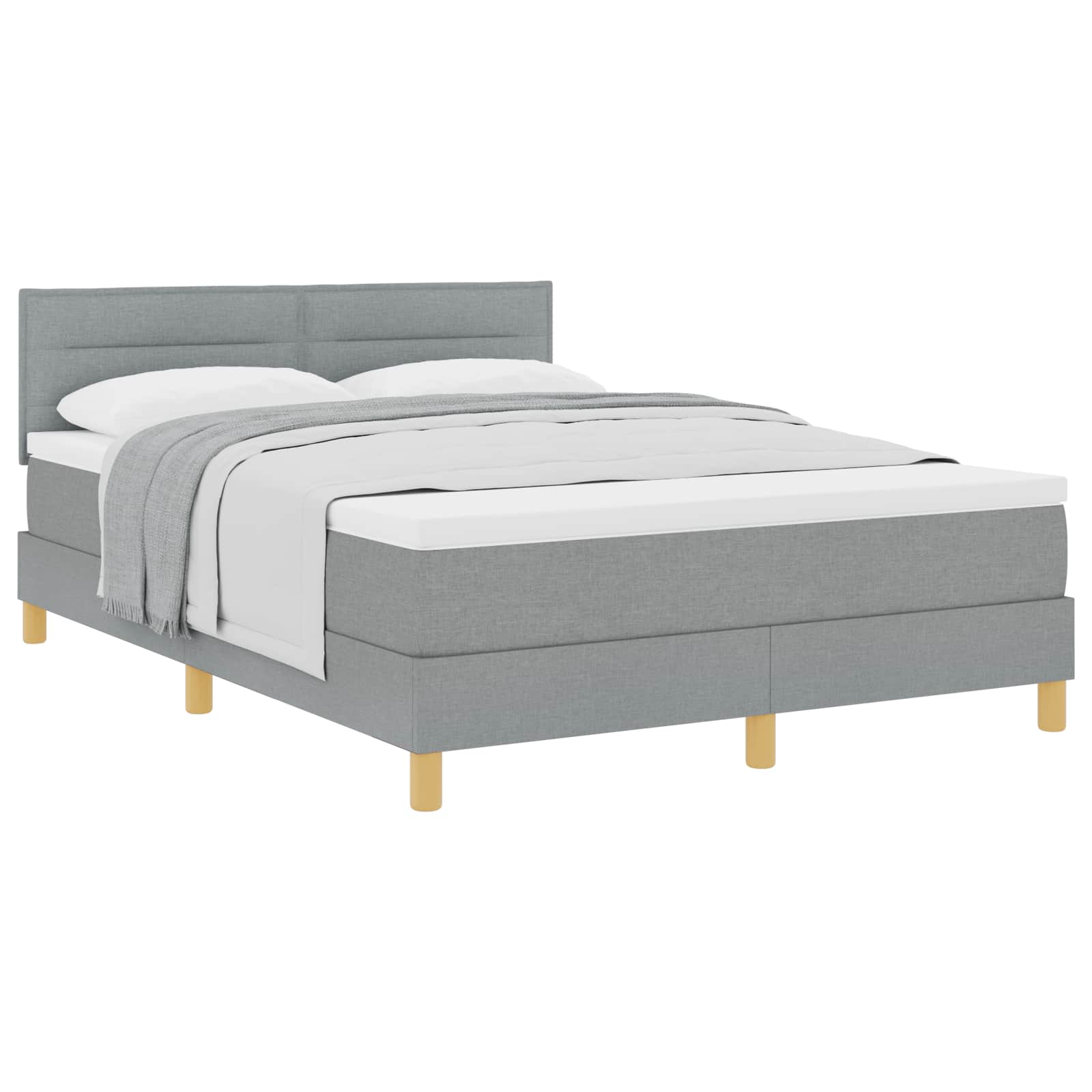 Krevet s opruga kutije Svijetlo siva 140 x 190 cm tkanina