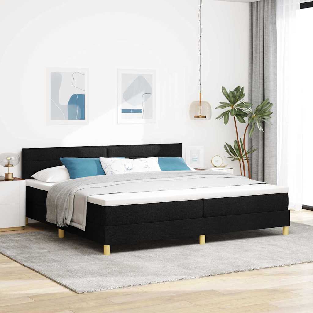 Krevet s opruga kutije s jastukom Crna 200 x 200 cm tkanina
