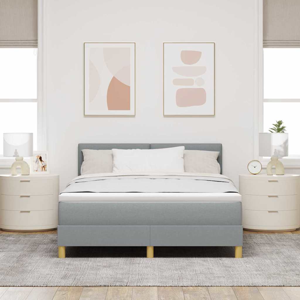 Krevet s opruga kutije Svijetlo siva 160 x 200 cm tkanina