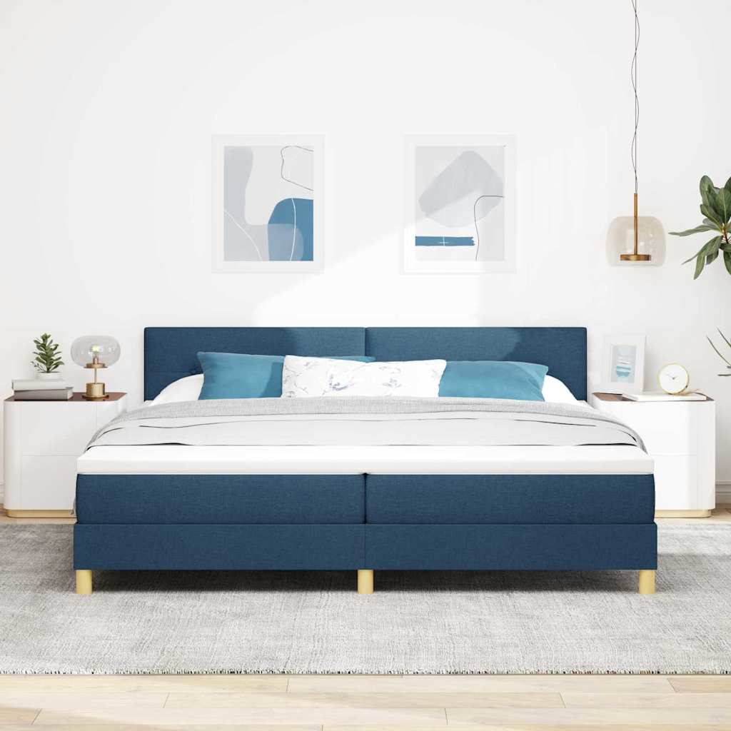Krevet s opruga kutije s jastukom Plava 200 x 200 cm tkanina