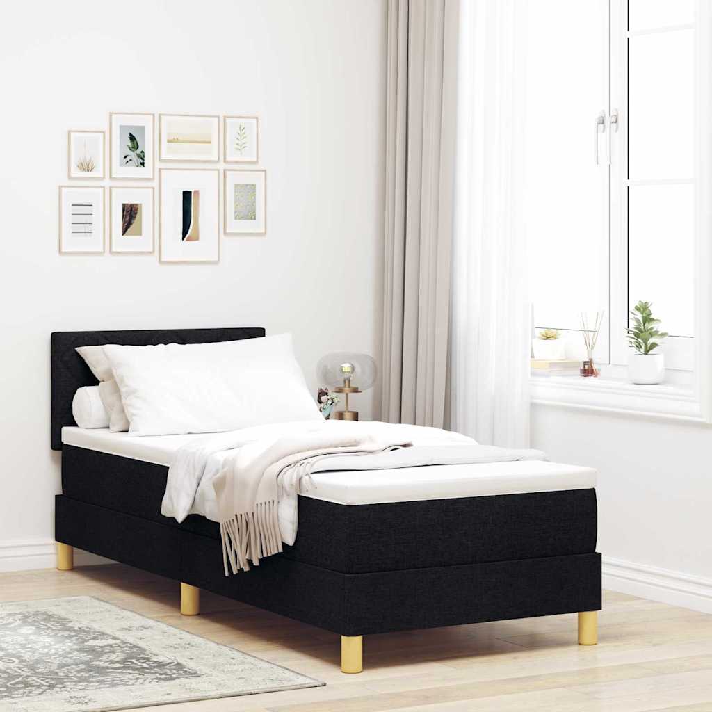 Krevet s opruga kutije s jastukom Crna 80 x 200 cm tkanina