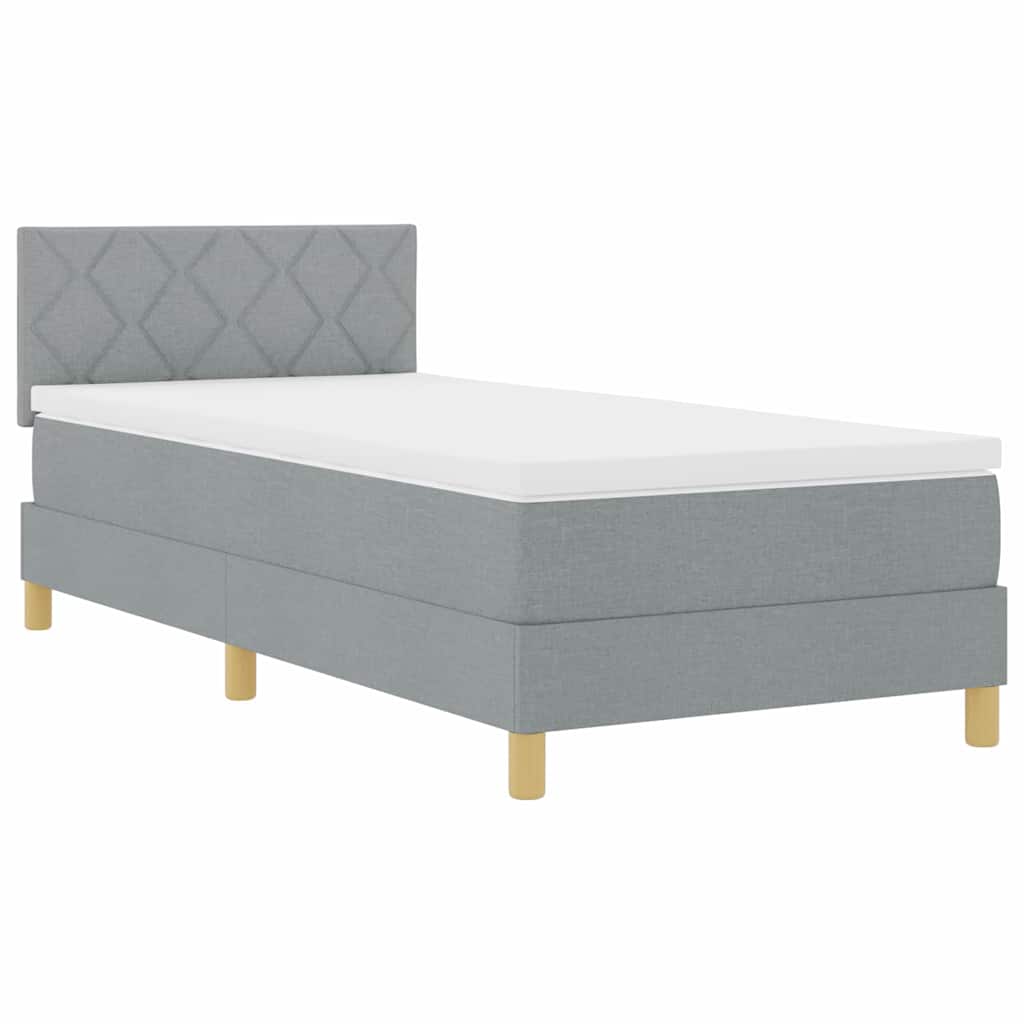 Krevet s opruga kutije Svijetlo siva 90 x 190 cm tkanina