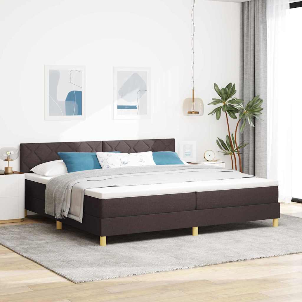 Krevet s opruga kutije Tamno smeđa 200 x 200 cm tkanina