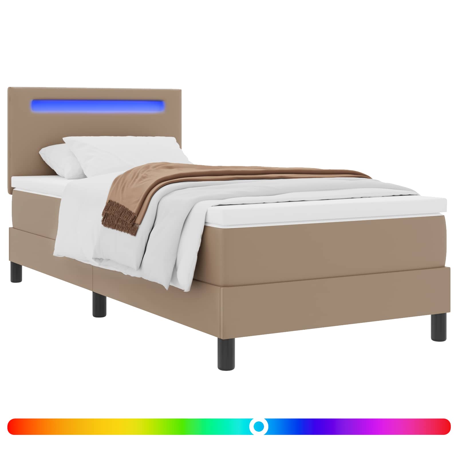 Krevet s opruga kutije Boja cappuccina 90 x 200 cm Umjetna koža