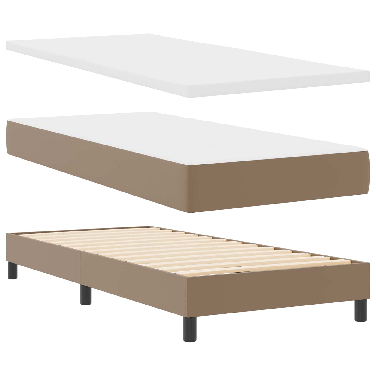 Krevet s opruga kutije Boja cappuccina 90 x 200 cm Umjetna koža