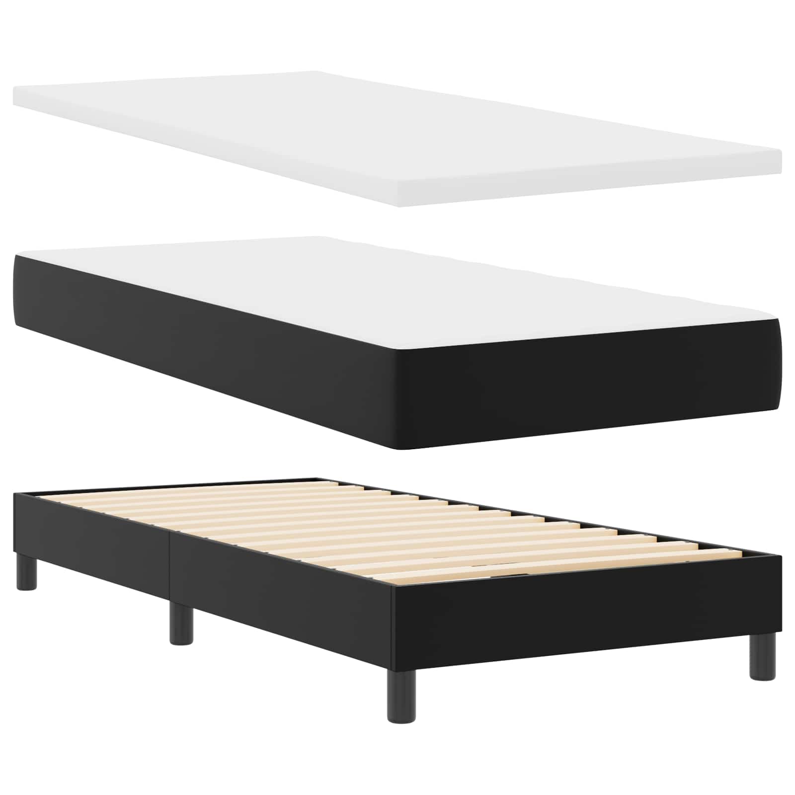 Krevet s opruga kutije Crna 100 x 200 cm Umjetna koža