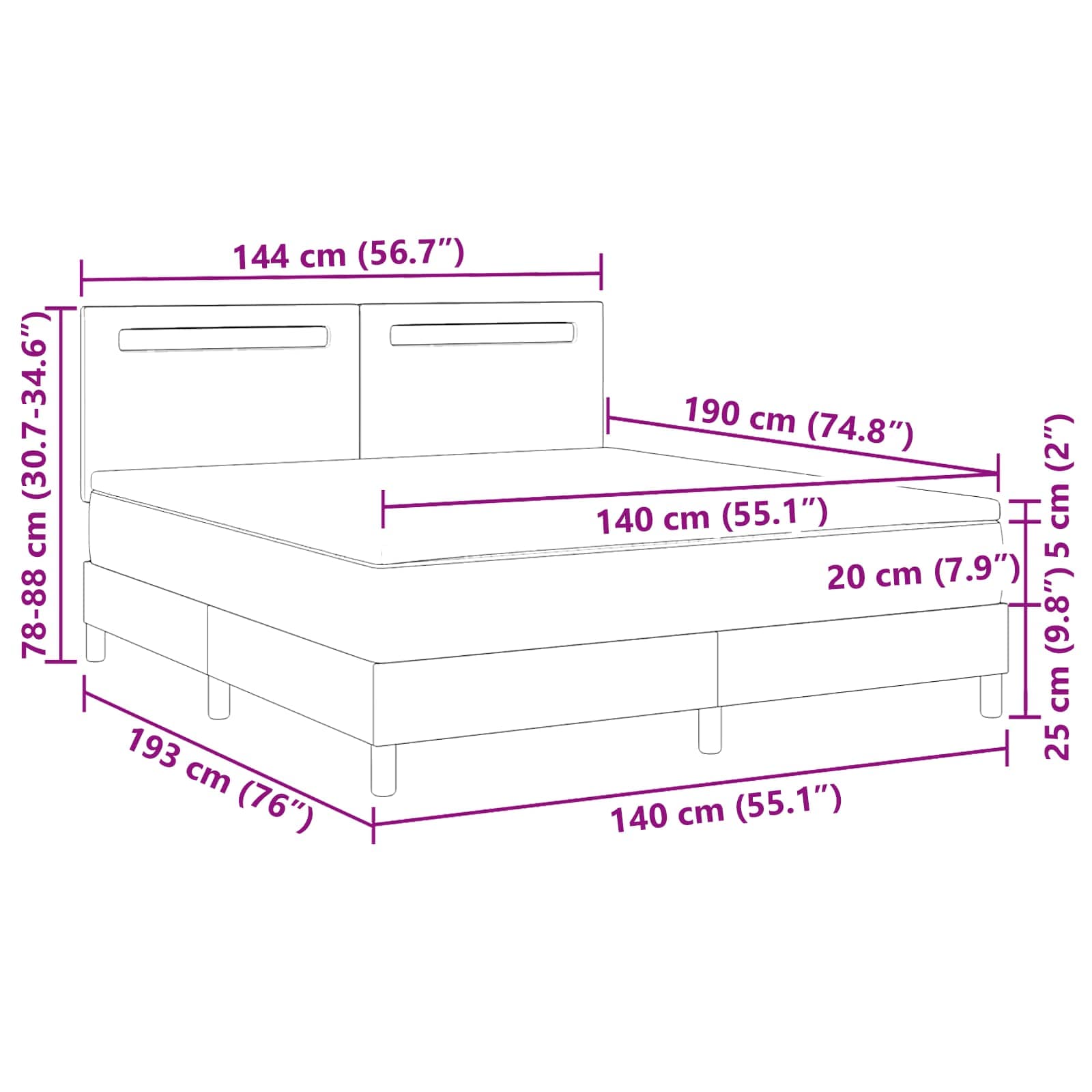 Krevet s opruga kutije Crna 140 x 190 cm Umjetna koža