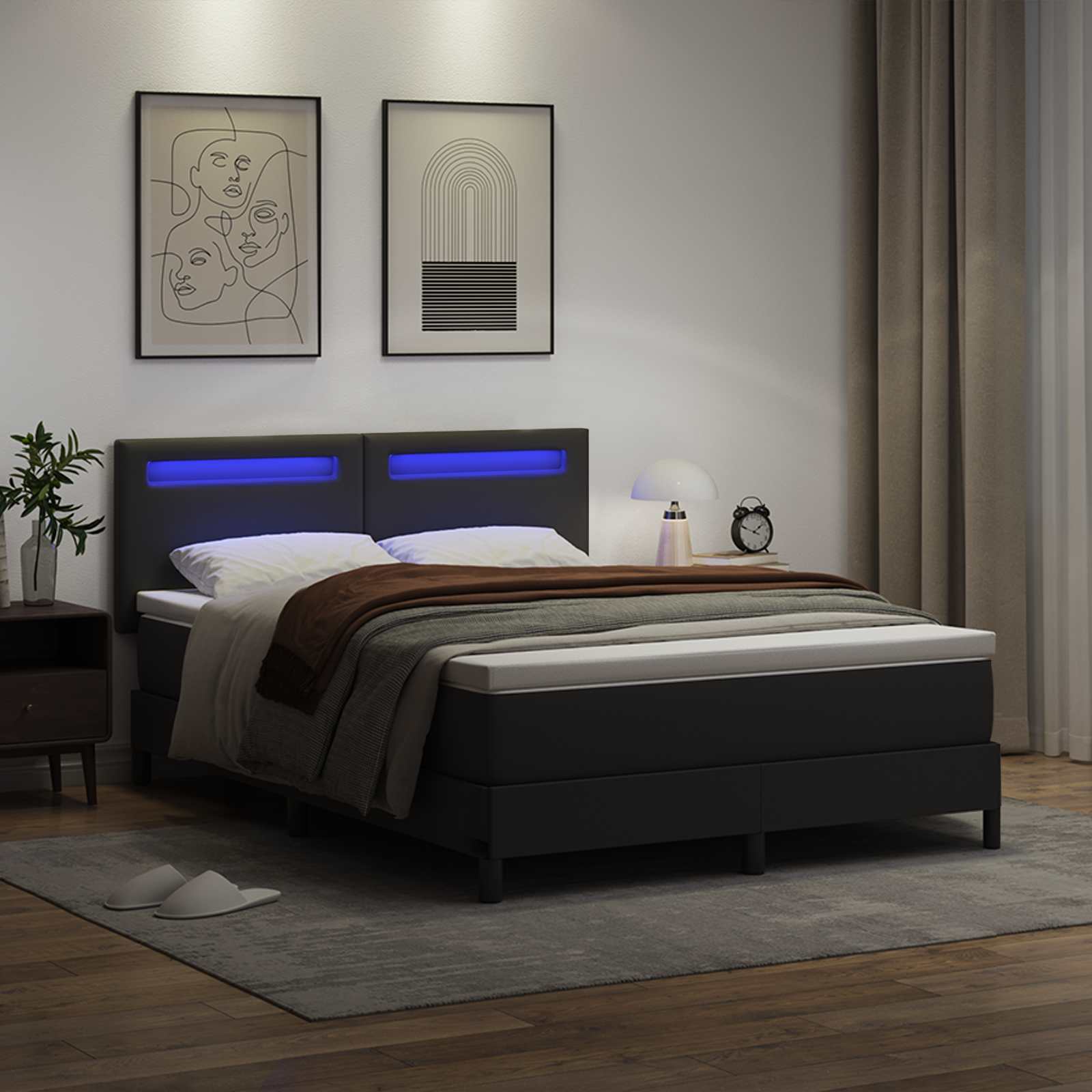 Krevet s opruga kutije Crna 140 x 200 cm Umjetna koža